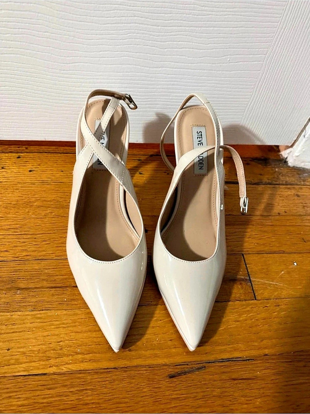 Steve Madden Pointed Toe Slingback Heels in White